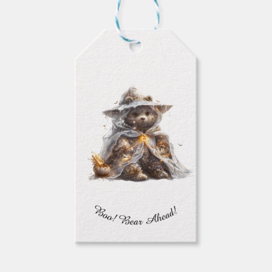 テディベア.ゴースト.トリックまたは治療 ギフトタグ (正面)