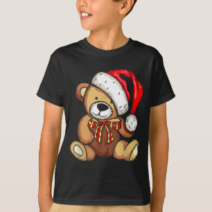 テディベア サンタ帽子 クリスマスパジャマ かわいい Xmas B Tシャツ