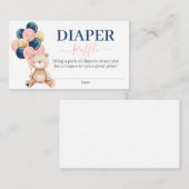 テディベア·ジェンダー·リビールおむつ·ラッフル エンクロージャーカード (正面/裏面)