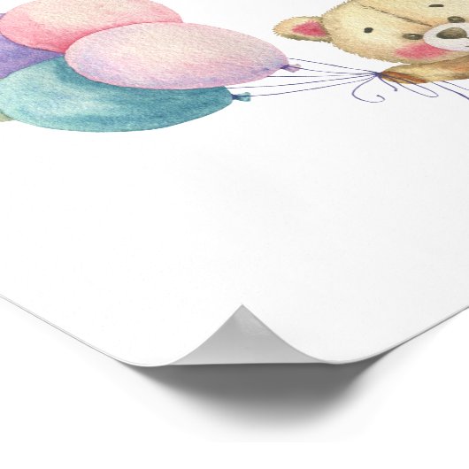 テディベア – スイーツとお菓子ベビーシャワー ポスター (角)