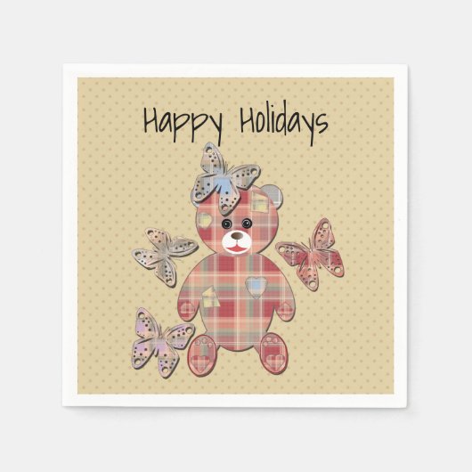 テディベア スタンダードカクテルナプキン (正面)