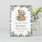 テディベア ツインズ 水彩画 ポストカード (スタンド正面)