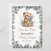 テディベア ツインズ 水彩画  日付入り ポストカード (正面)