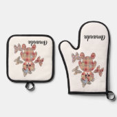 テディベア、テディベア 鍋つかみ&鍋敷きセット (正面)