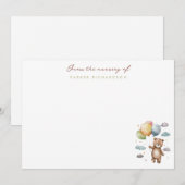 テディベア&バルーン子供部屋グリーンサンキュー ノートカード (正面/裏面)