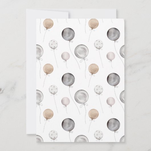 テディベア&バルーン赤ちゃんシャワー付き男の子 招待状 (裏面)