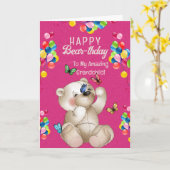 テディベア&バルーン カード (黄色い花)