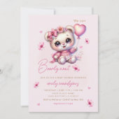 テディベア バルーン ガール ベアリーワイト ベイビーシャワー 招待状 (正面)