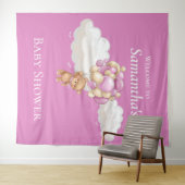 テディベア  バルーン ピンク ベビーシャワー 背景 タペストリー (インサイチュ(横))