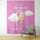 テディベア  バルーン ピンク ベビーシャワー 背景 タペストリー (インサイチュ)