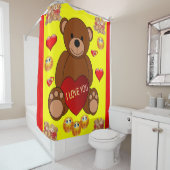 テディベア・バレンタインの子供たちのショーカーテン シャワーカーテン (インサイチュ)