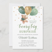 テディベア ビッグサプライズ 性別発表 招待状 (正面)