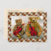 テディベア、ビートルズ奏者 ポストカード (正面/裏面)