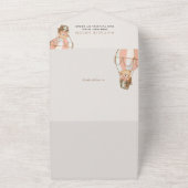 テディベア、ピンクのホットエアバルーン、ベビーシャワー オールインワン招待状 (外側)