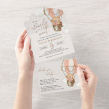 テディベア、ピンクのホットエアバルーン、ベビーシャワー