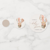 テディベア、ピンクのホットエアバルーン、ベビーシャワー コンフェッティ (正面)