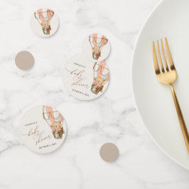 テディベア、ピンクのホットエアバルーン、ベビーシャワー コンフェッティ