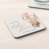 テディベア、ピンクのホットエアバルーン、ベビーシャワー コースター (左側)