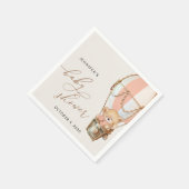 テディベア、ピンクのホットエアバルーン、ベビーシャワー スタンダードカクテルナプキン (角)