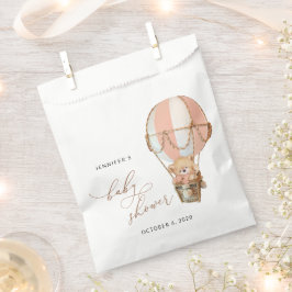 テディベア、ピンクのホットエアバルーン、ベビーシャワー フェイバーバッグ