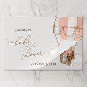 テディベア、ピンクのホットエアバルーン、ベビーシャワー ペーパーパッド (折り畳み)