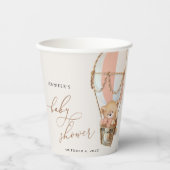 テディベア、ピンクのホットエアバルーン、ベビーシャワー 紙コップ (正面)