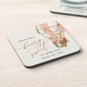 テディベア、ピンクの熱気球、第1誕生日 コースター (左側)