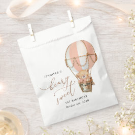 テディベア、ピンクの熱気球、第1誕生日 フェイバーバッグ