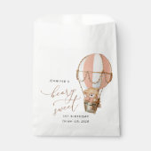 テディベア、ピンクの熱気球、第1誕生日 フェイバーバッグ (正面)