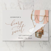 テディベア、ピンクの熱気球、第1誕生日 ペーパーパッド (折り畳み)