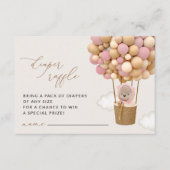 テディベア,ピンクバルーン,おむつラッフル エンクロージャーカード (正面)