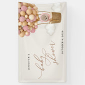 テディベア、ピンクバルーン、ベビーシャワーへようこそ 横断幕 (縦)