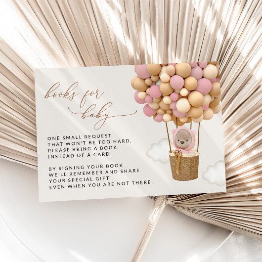 テディベア、ピンクバルーン、ベビー用ブック エンクロージャーカード