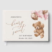 テディベア、ピンクバルーン、第1誕生日 ゲストブック (正面)