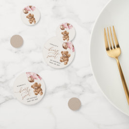 テディベア、ピンクバルーン、第1誕生日 コンフェッティ