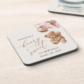 テディベア、ピンクバルーン、第1誕生日 コースター (左側)