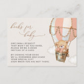 テディベア、ピンクホットエアバルーン、ベビー用ブック エンクロージャーカード (正面)