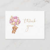 テディベア ピンク風船 おむつラッフル エンクロージャーカード (裏面)