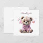 テディベア ピンク ジャンパー サンキューカード (正面/裏面)