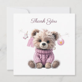テディベア ピンク ジャンパー サンキューカード