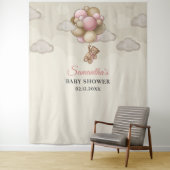 テディベア ピンク ブラウン アイボリー 風船 背景 タペストリー (インサイチュ)