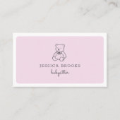 テディベア、ピンク、ベビーシッター、子供用デイケア 名刺 (正面)