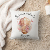 テディベア ピンク ホットエアバルーン ベビーシャワー スロー クッション (ブランケット)