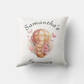 テディベア ピンク ホットエアバルーン ベビーシャワー スロー クッション (裏面)