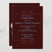 テディベア ファミリー カップル ベビーシャワー 招待状 (正面/裏面)