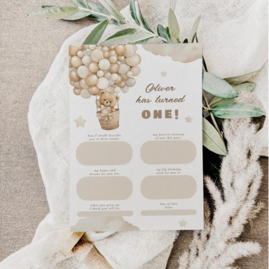 テディベア ファーストバースデー タイムカプセル メッセージ エンクロージャーカード