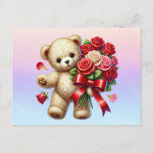 テディベア フラワーを贈ります ポストカード (正面)