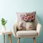 テディベア、フラワーズ&コーヒーマグ装飾用クッション クッション (椅子)