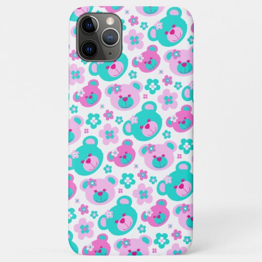 テディベア フラワー ピンク アクア ケース Case-Mate iPhoneケース (裏面)