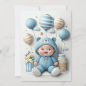 テディベア フラワー 招待状 (裏面)